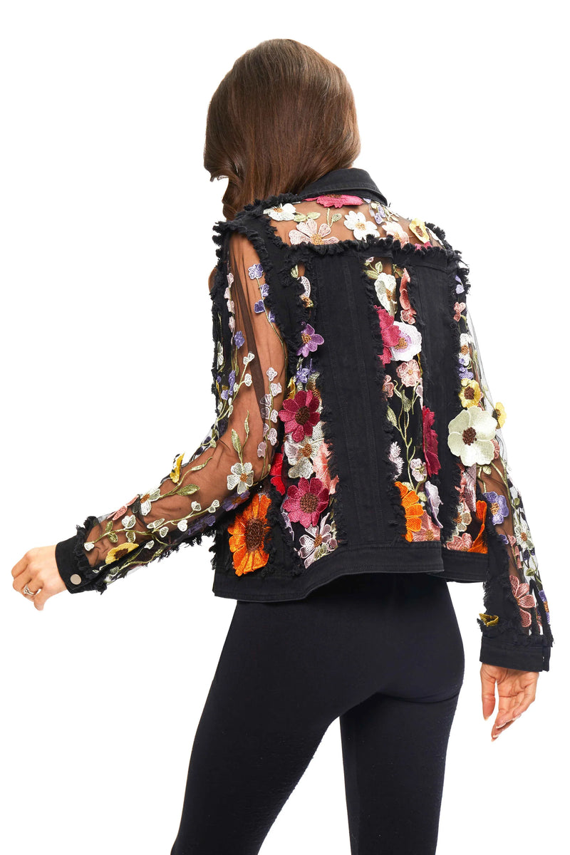 Boho Embroidered Jacket Black