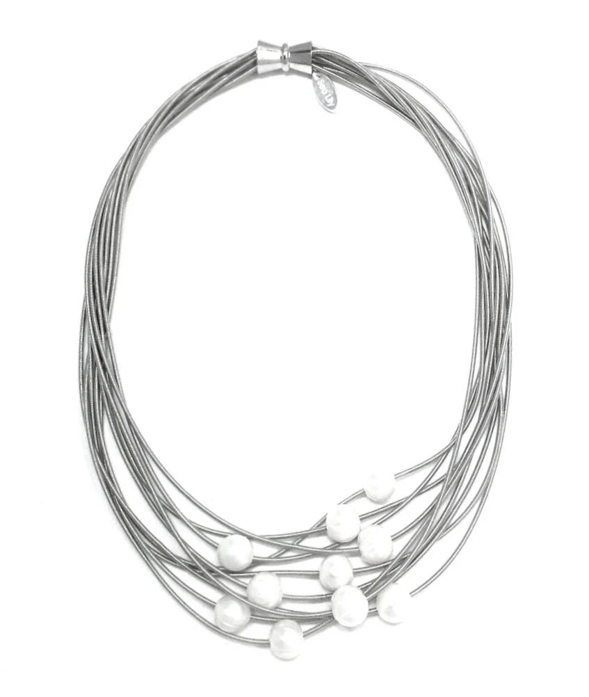 SL Piano Wire Multi Pearl Necklace